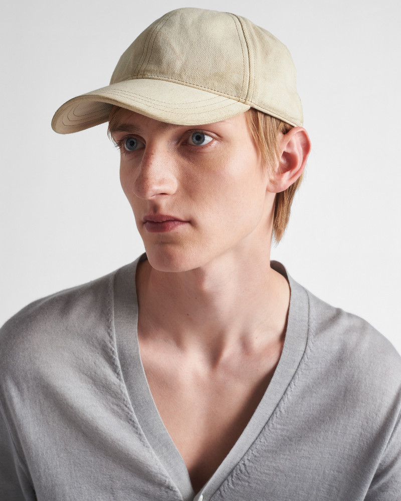 Prada Worn bull-denim baseball cap outlook