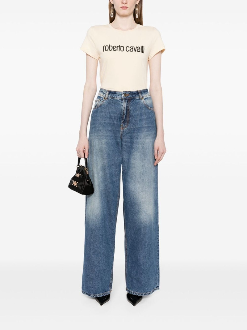 Roberto Cavalli logo-embroidered stretch-cotton T-shirt outlook