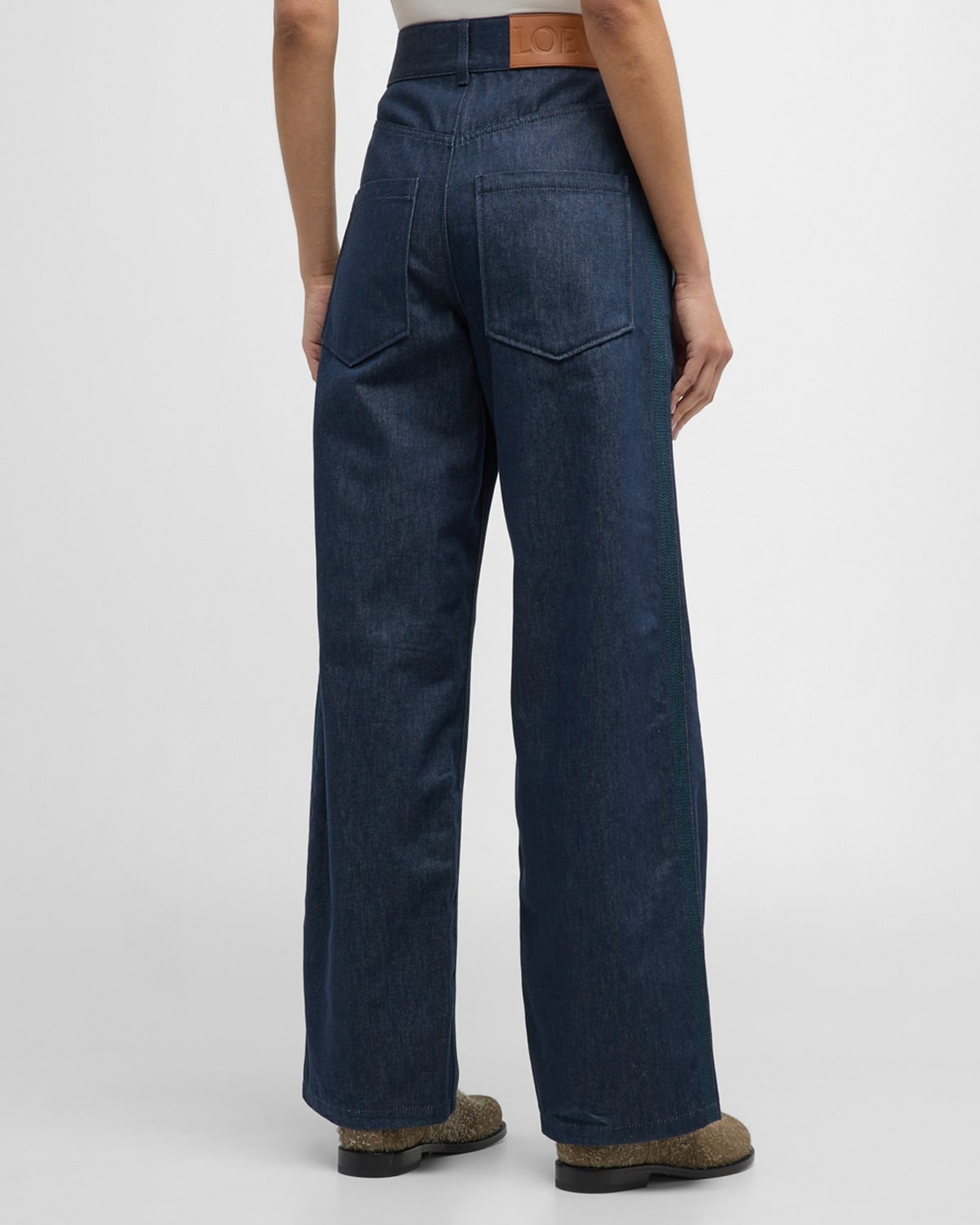 High-Rise Anagram-Knee Baggy Straight-Leg Jeans - 6