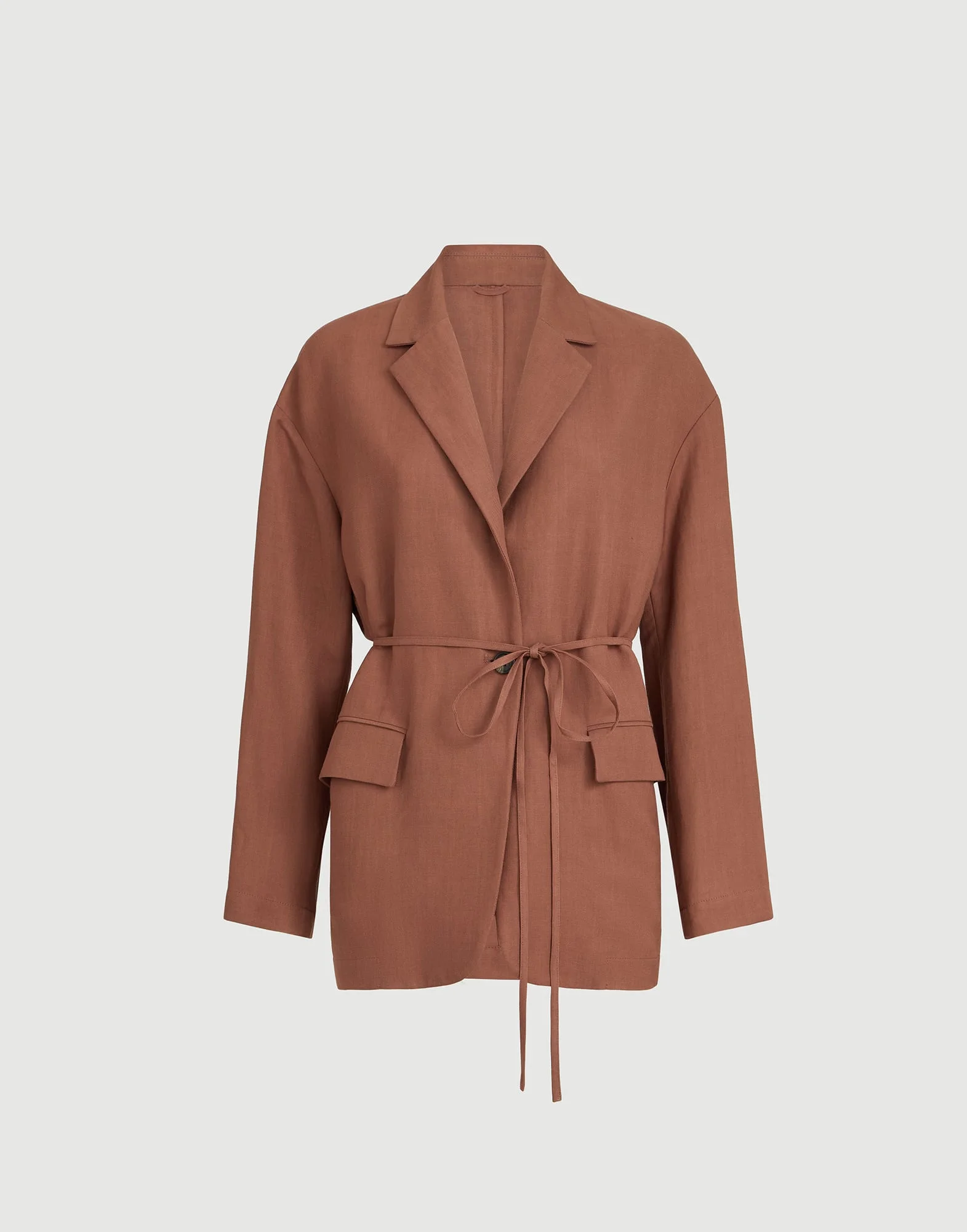 Viscose and linen fluid twill blazer with monili - 1