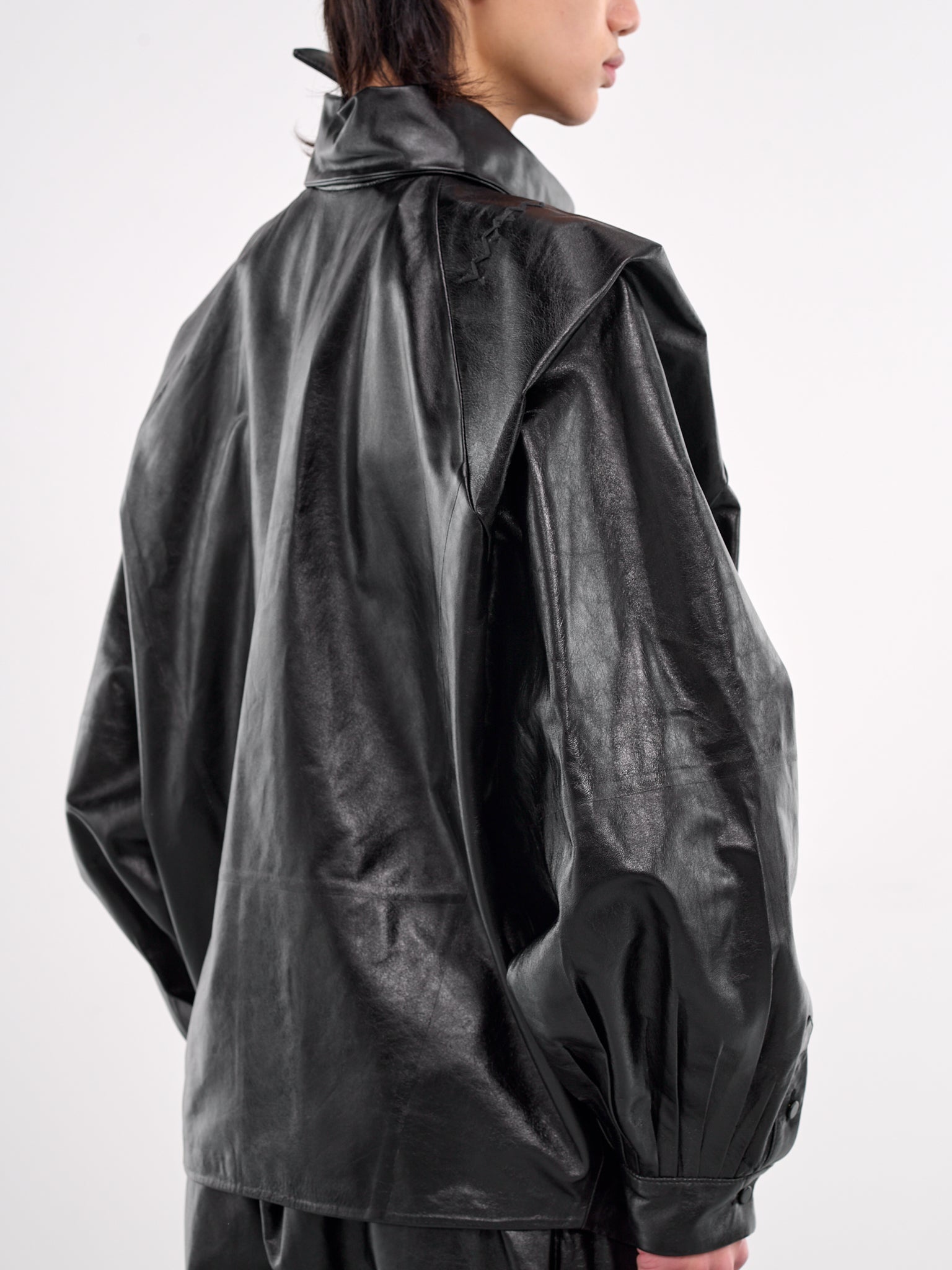 Oversized Faux Leather Shirt - 5
