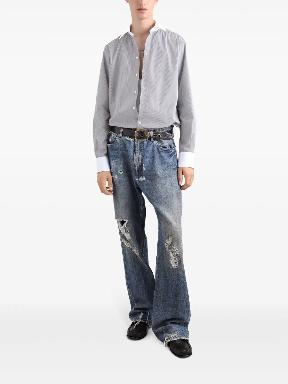 Dolce & Gabbana Men Striped Cotton Shirt - 2