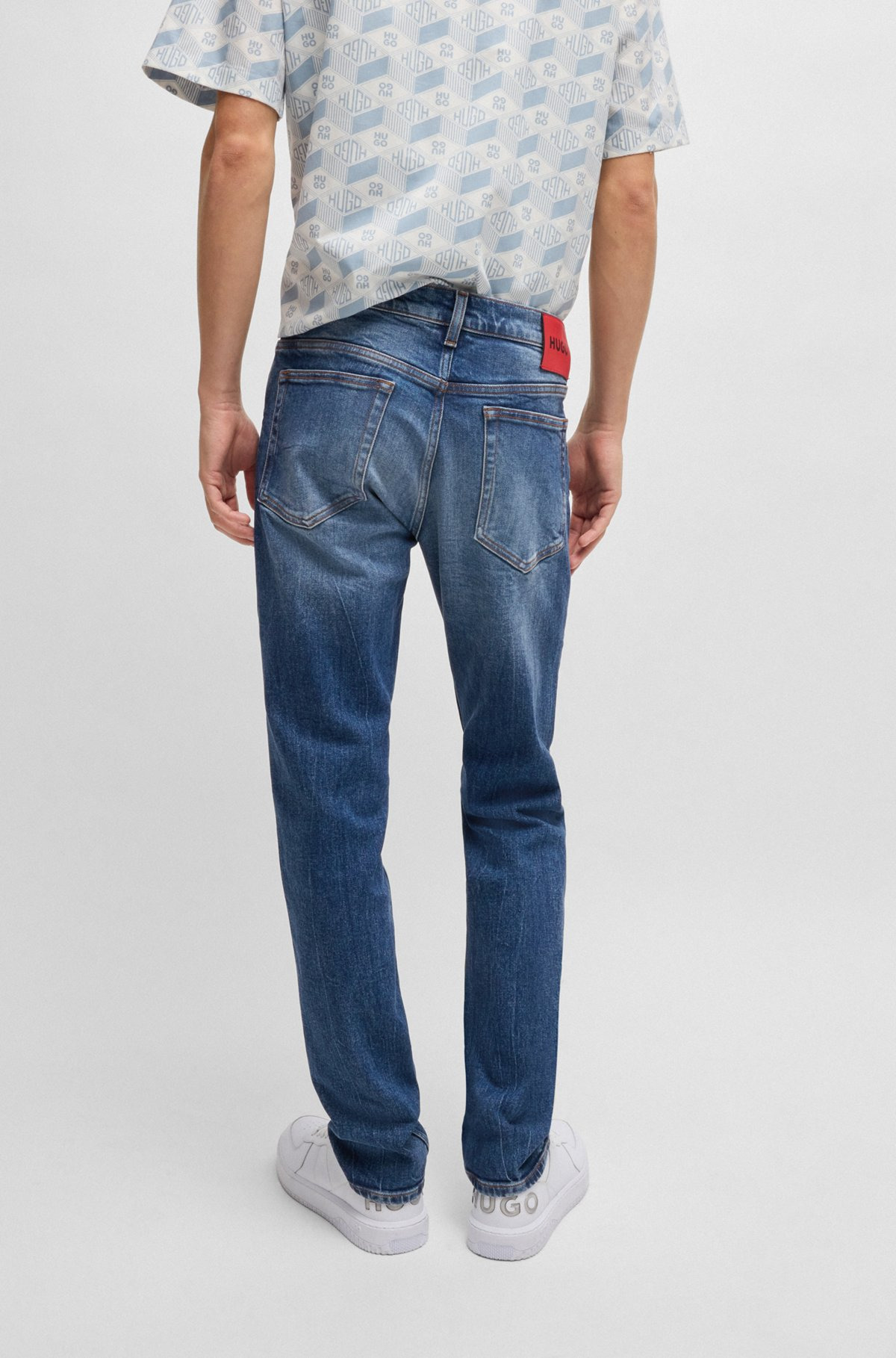 SLIM-FIT JEANS IN DARK-BLUE COMFORT-STRETCH DENIM - 4