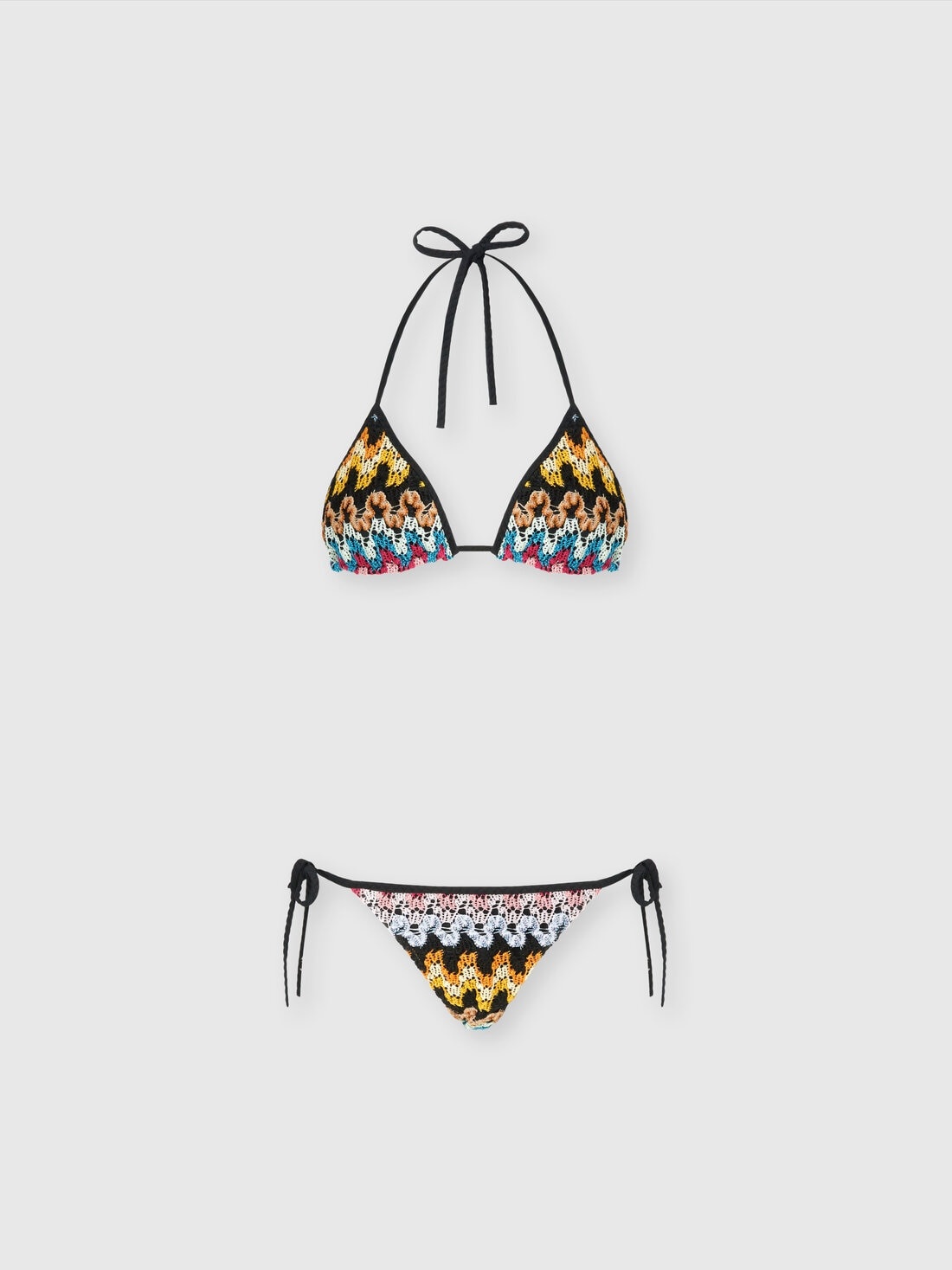 Triangle bikini in lamé viscose lace - 1
