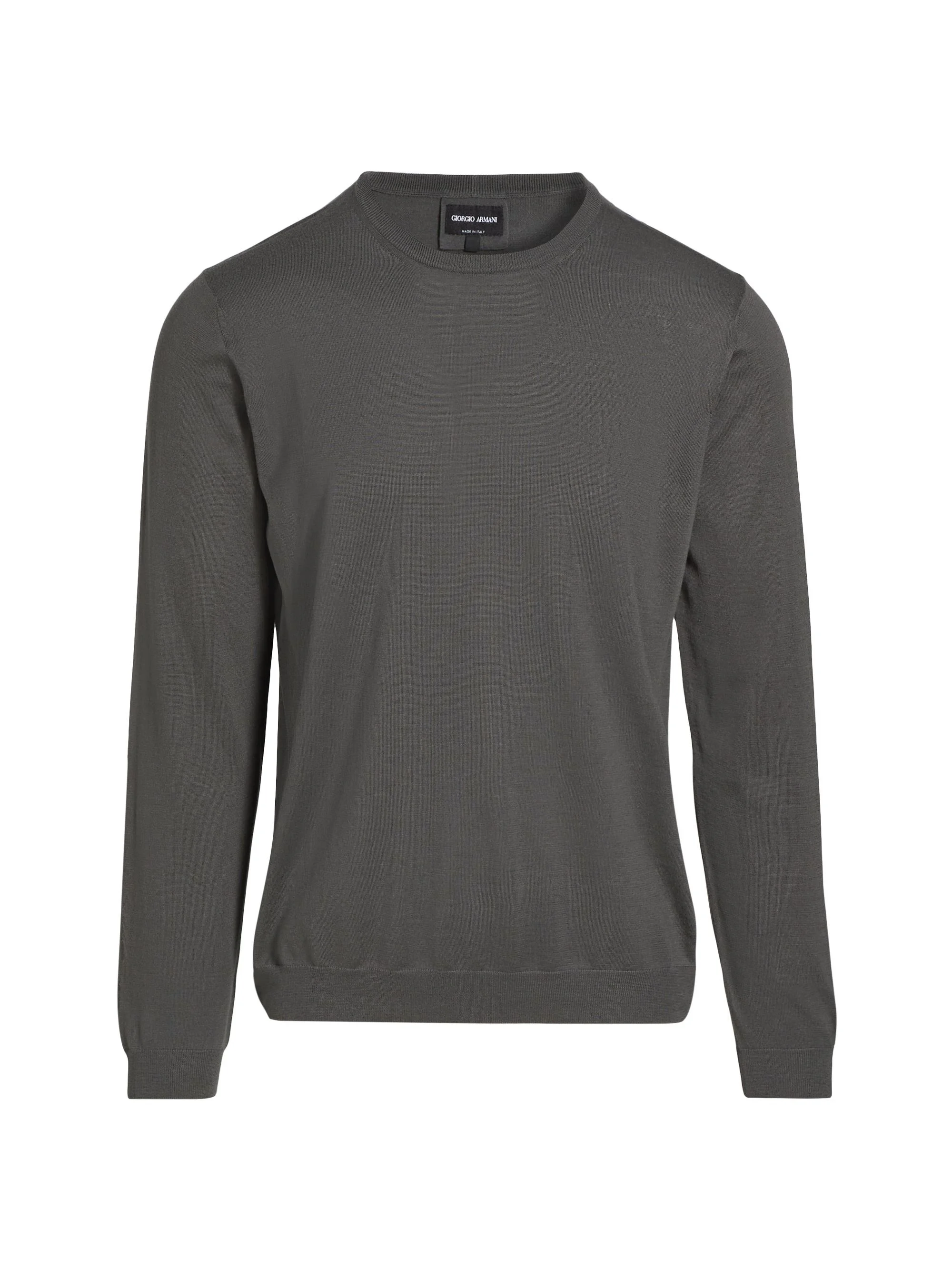 Men's Silk-Cotton Crewneck Sweater - Grey - 1