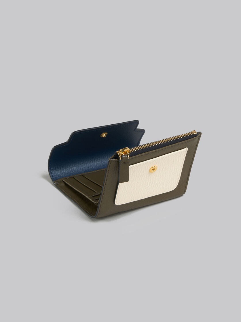 BLUE WHITE AND GREEN SAFFIANO LEATHER WALLET - 5