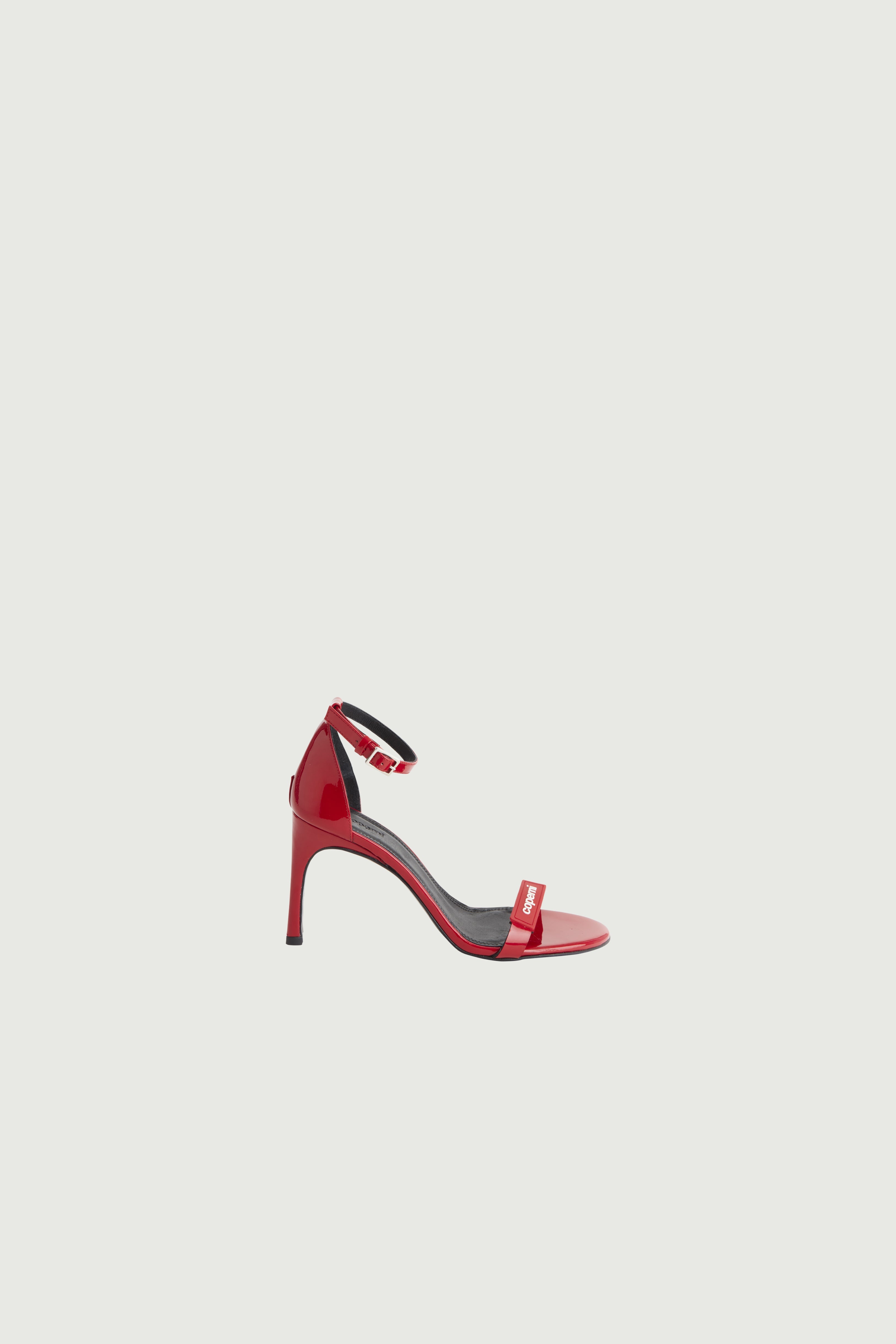 Patent Skinny Strap Logo Sandals - 1