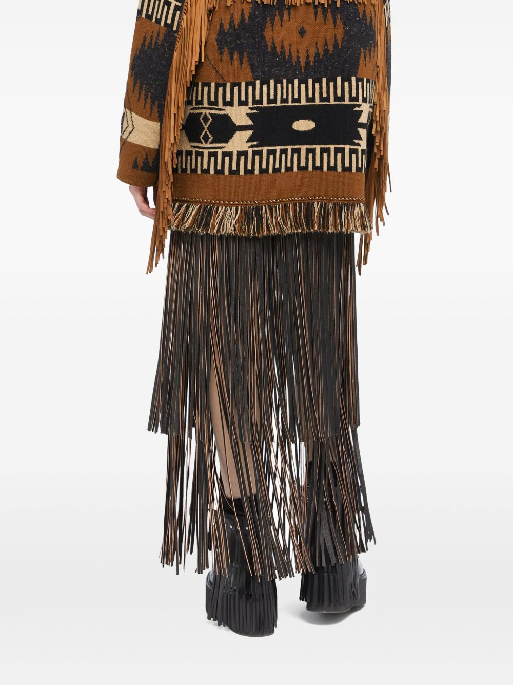 Dreamscape fringe-detailed patterned cardigan - 4