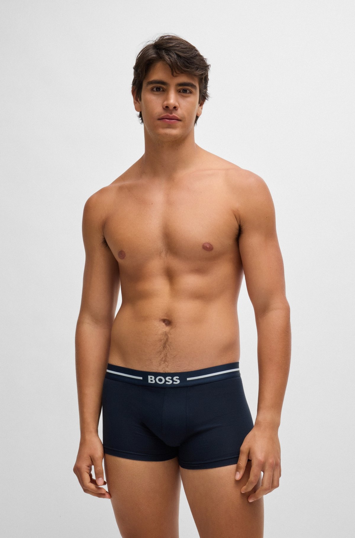THREE-PACK OF STRETCH-COTTON TRUNKS WITH LOGO WAISTBANDS - 2