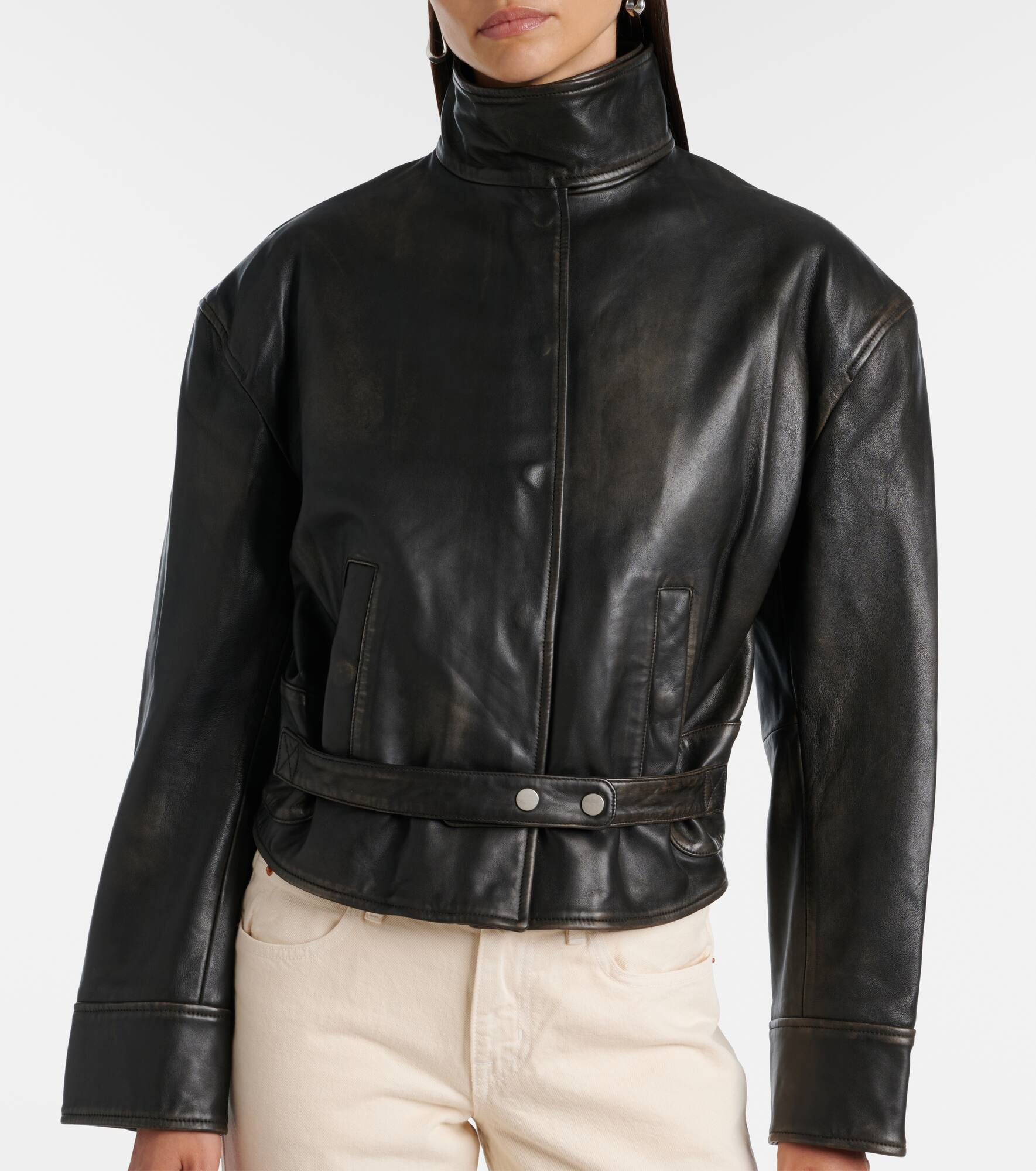 Burnished Eddie leather bomber jacket - 7