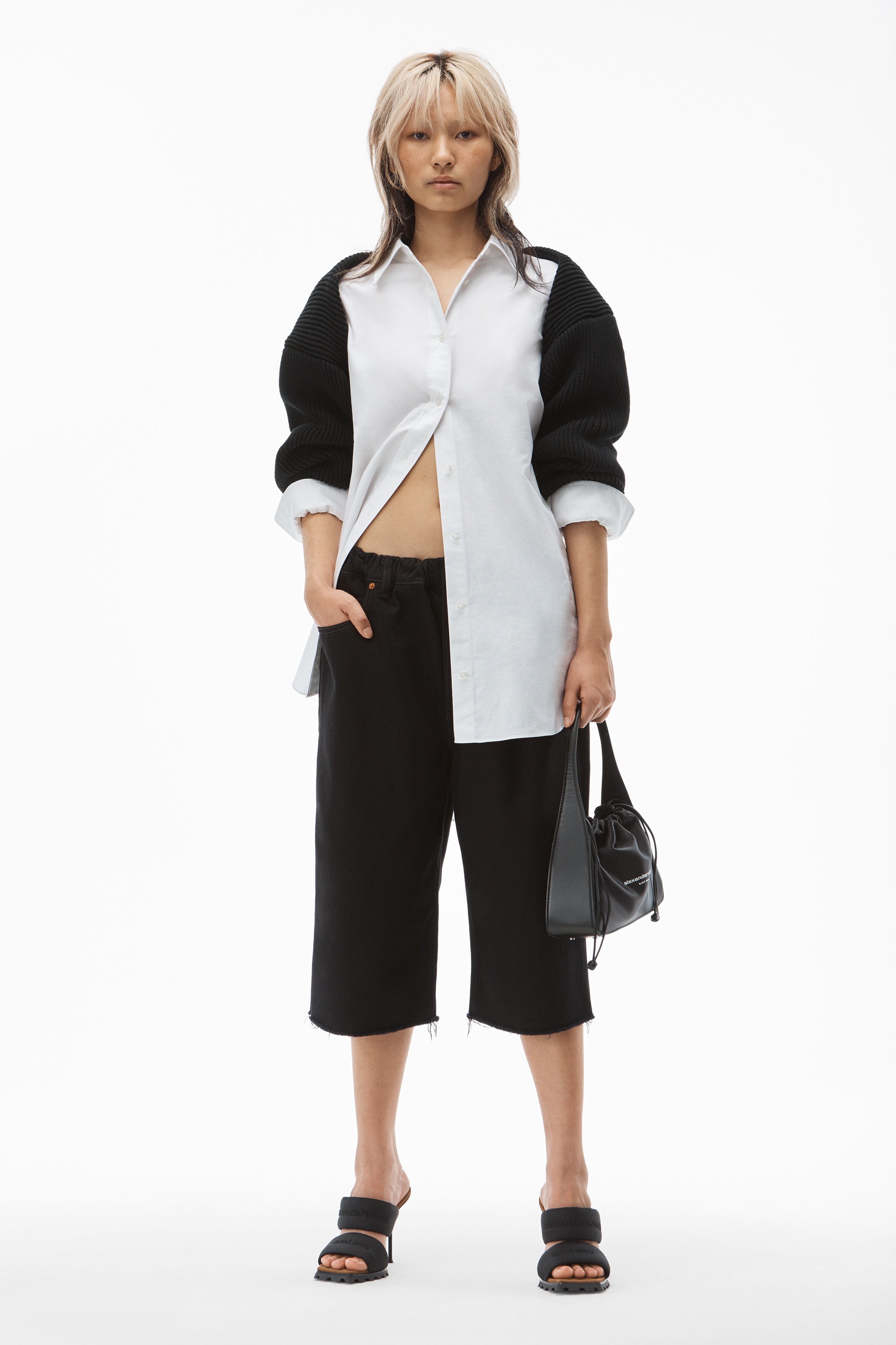 BILAYER SHRUG IN OXFORD SHIRTING - 6