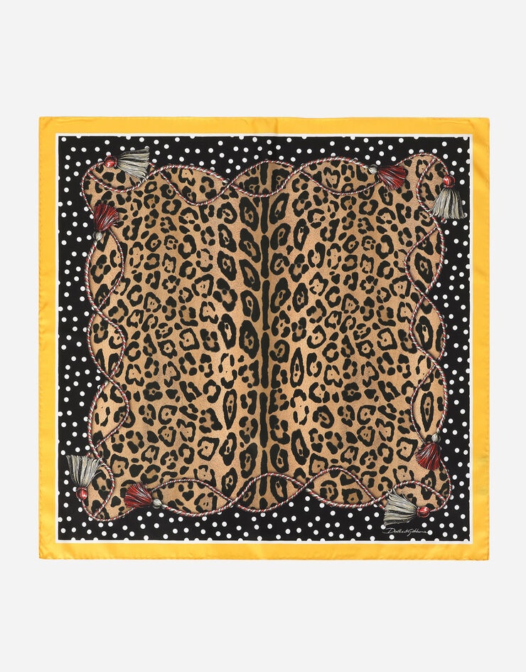 Leopard-print twill scarf (90 x 90) - 1