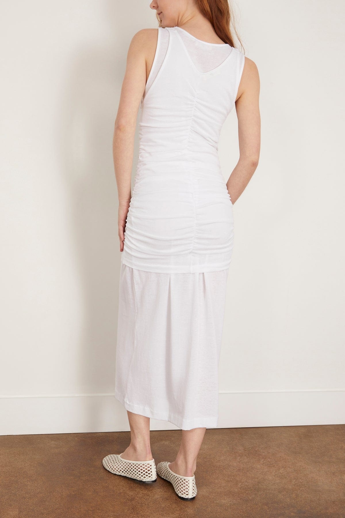 Romana Layered Tank Dress in White - 4