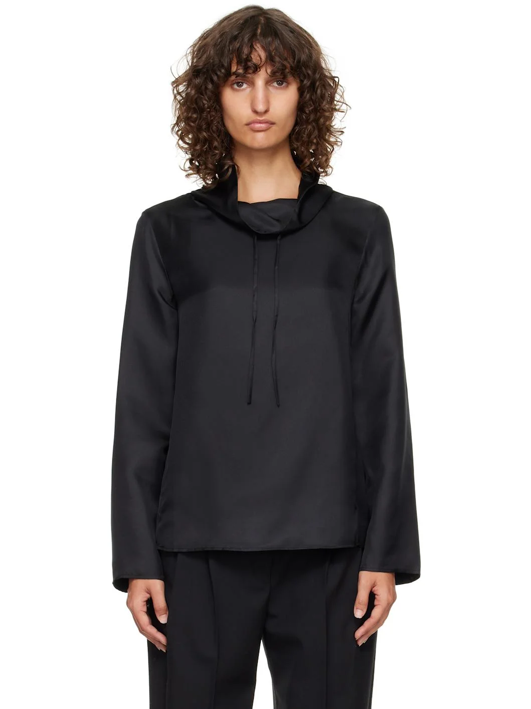 Black Cyna Silk Blouse - 1