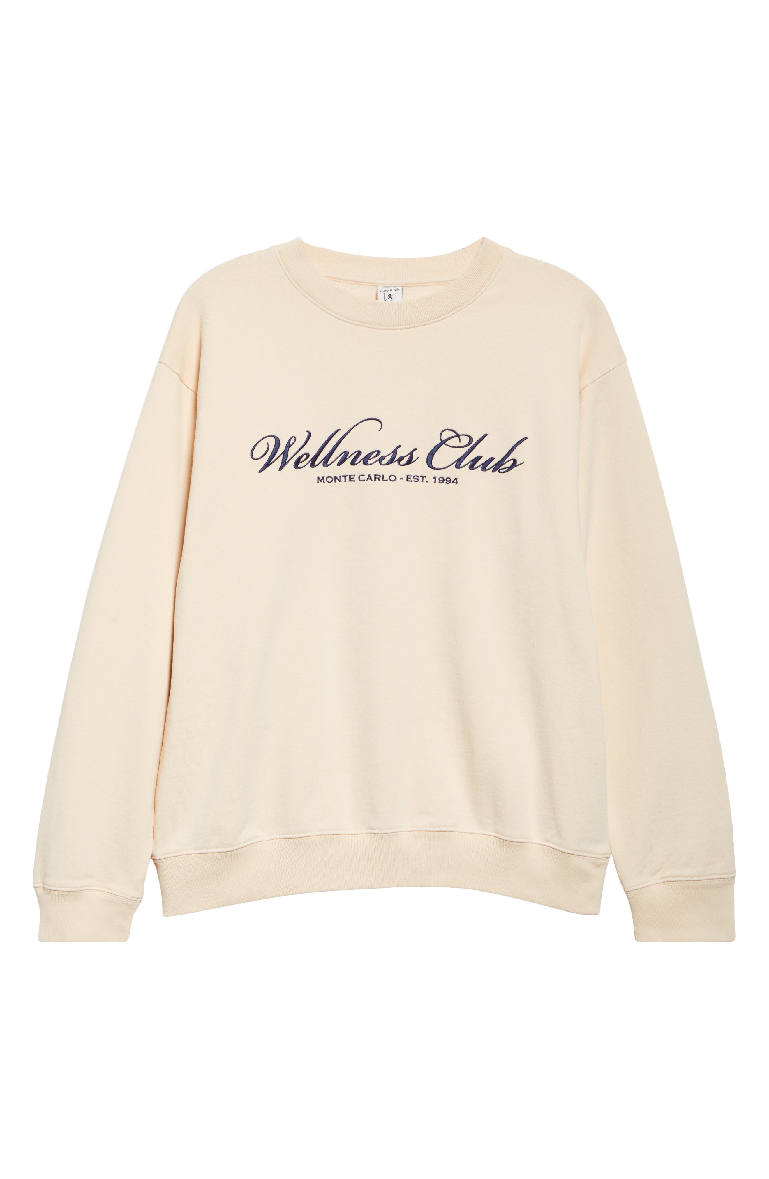 Sporty & Rich Wellness Club Embroidered Fleece Sweatshirt in Cream at Nordstrom - 6