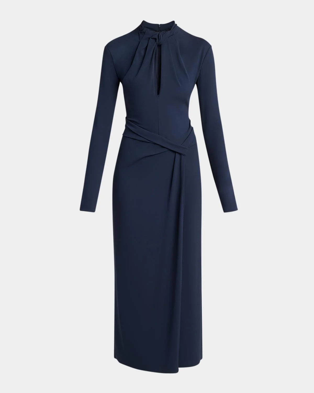 Twisted Keyhole Long-Sleeve Midi Dress - 1