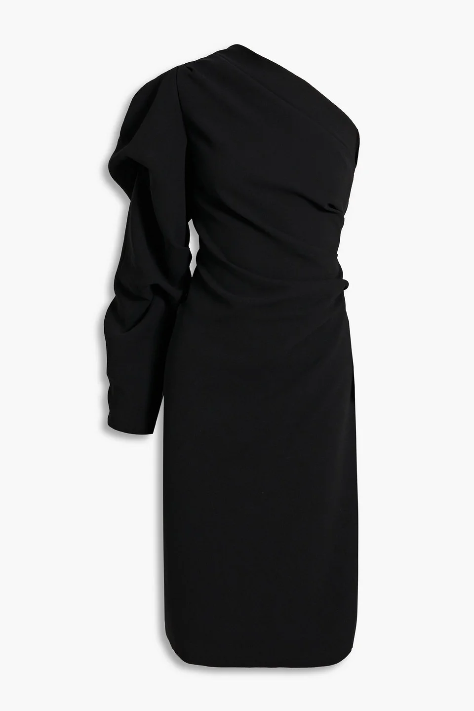 One-sleeve ruched crepe dress - 1