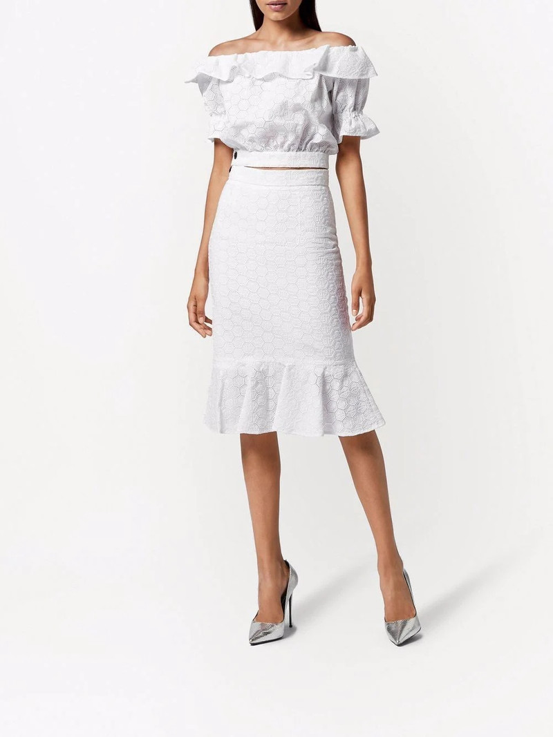 PHILIPP PLEIN off-shoulder lace blouse outlook