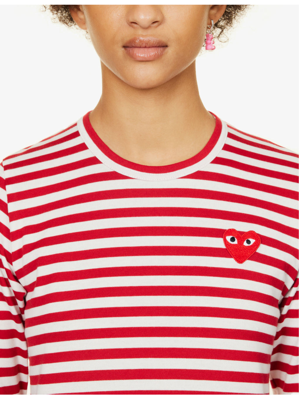 Heart-embroidered striped cotton-jersey top - 5