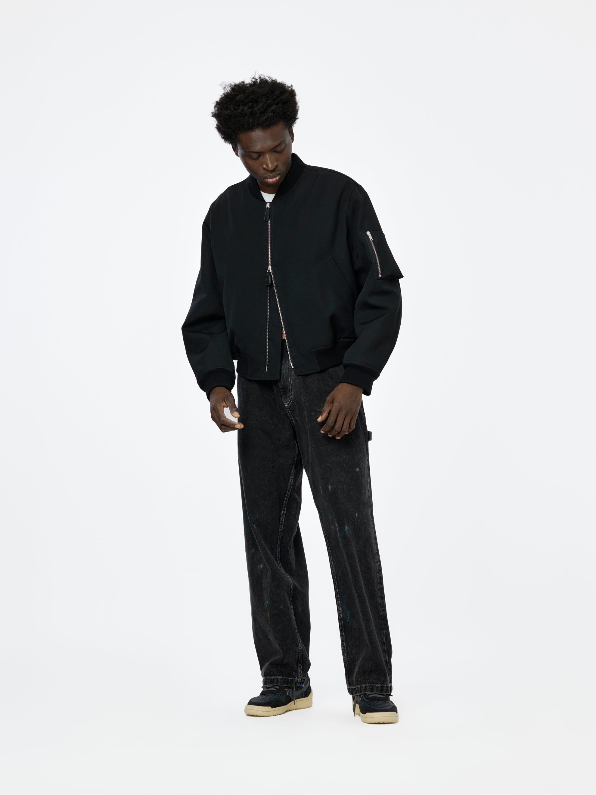 RIB COLLAR BLOUSON JACKET (BLACK) - 7