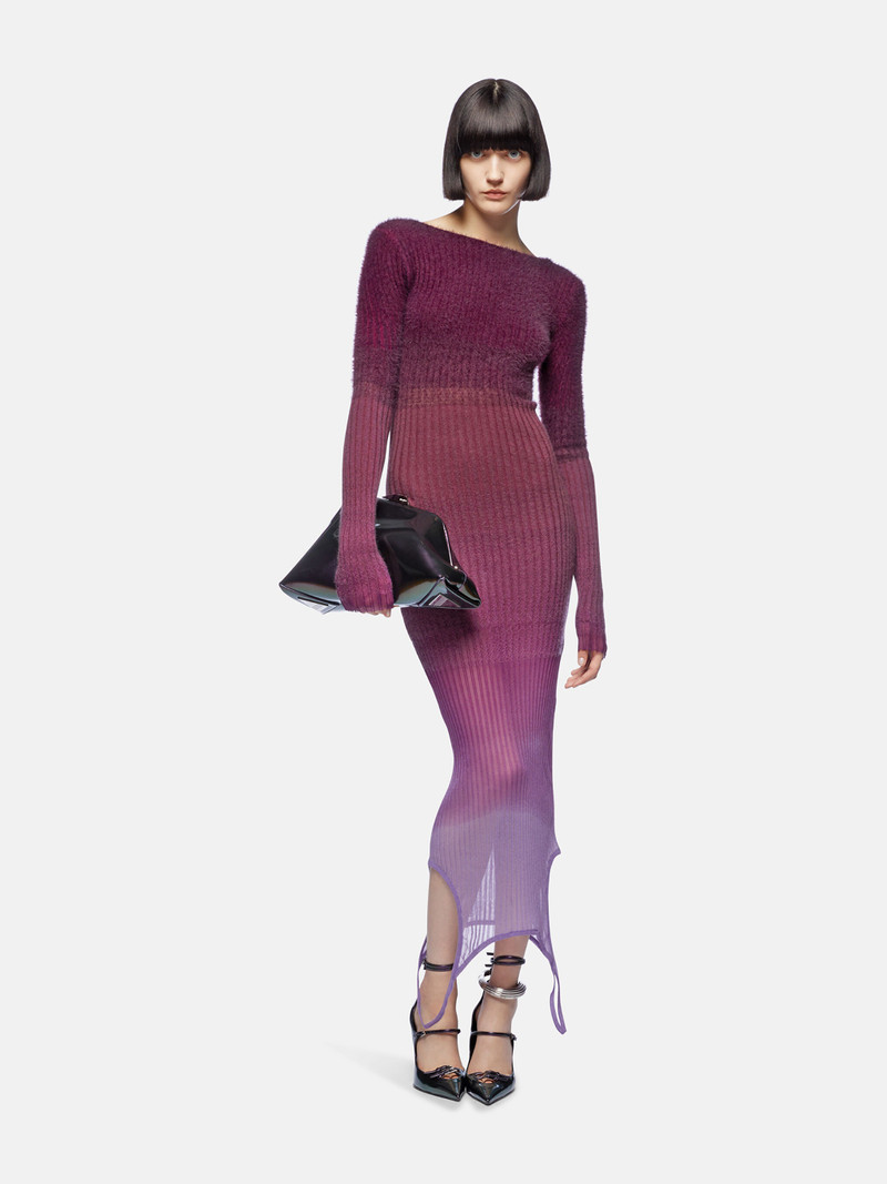 THE ATTICO PURPLE AND BURGUNDY DEGRADÈ MIDI DRESS outlook