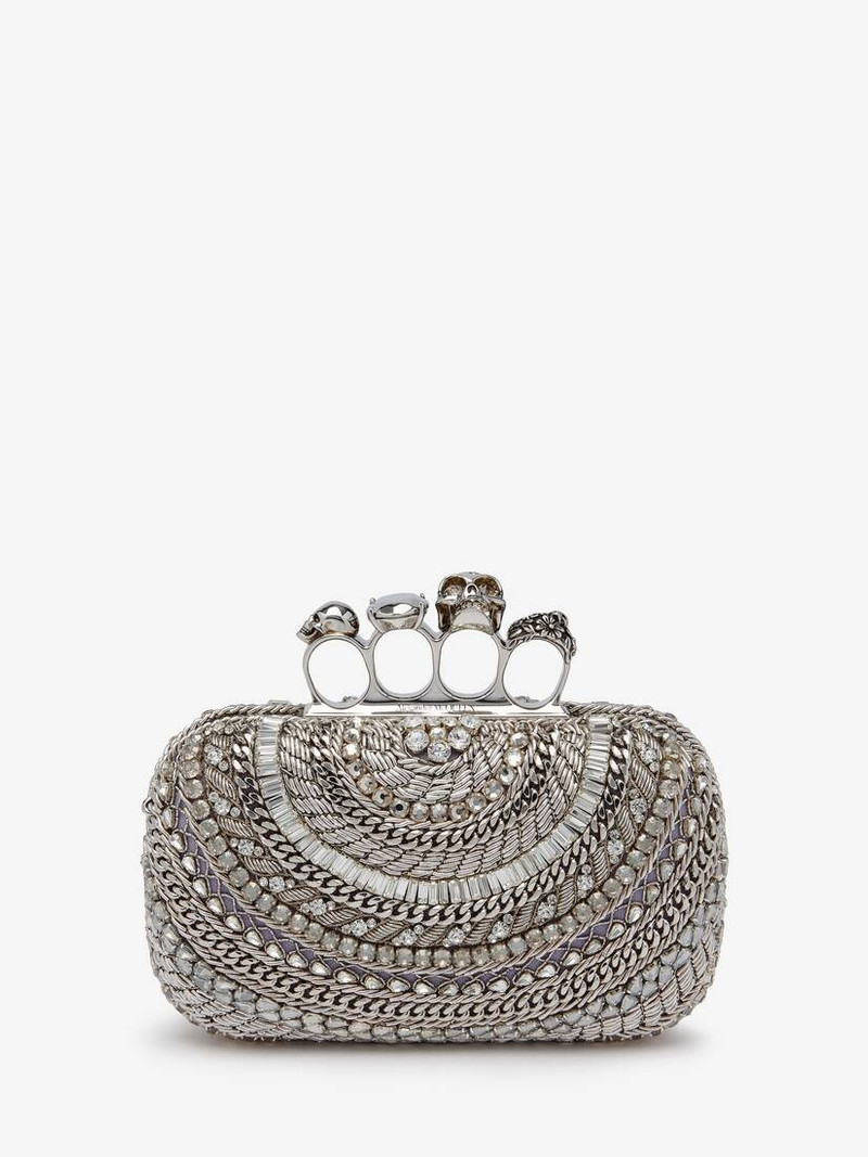 Alexander McQueen Women's Knuckle Clutch in Silver outlook