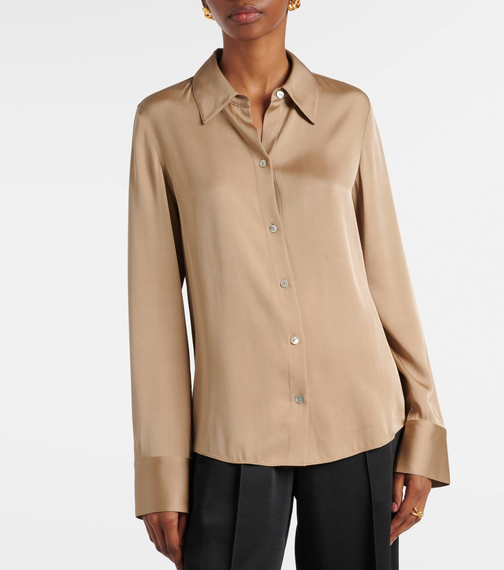 Silk-blend satin shirt - 6