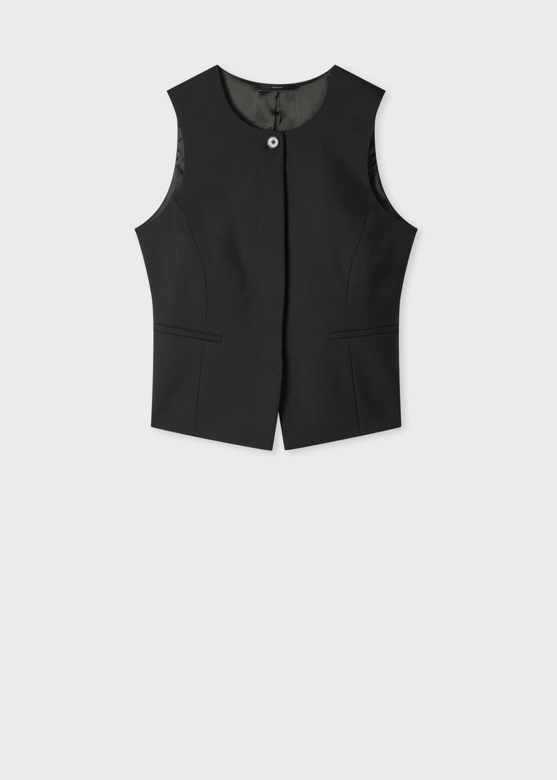 Women's Black Wool Asymmetric Waistcoat 1