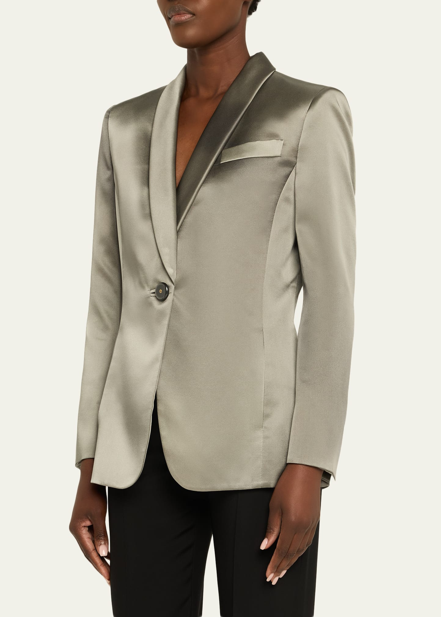 Ombre Printed One Button Blazer - 4