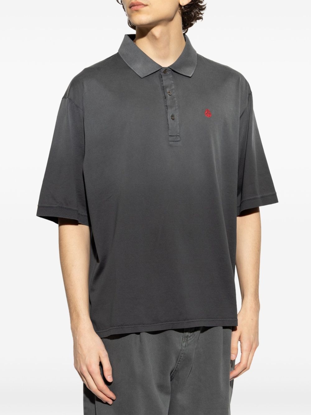 skull-embroidered polo shirt - 3
