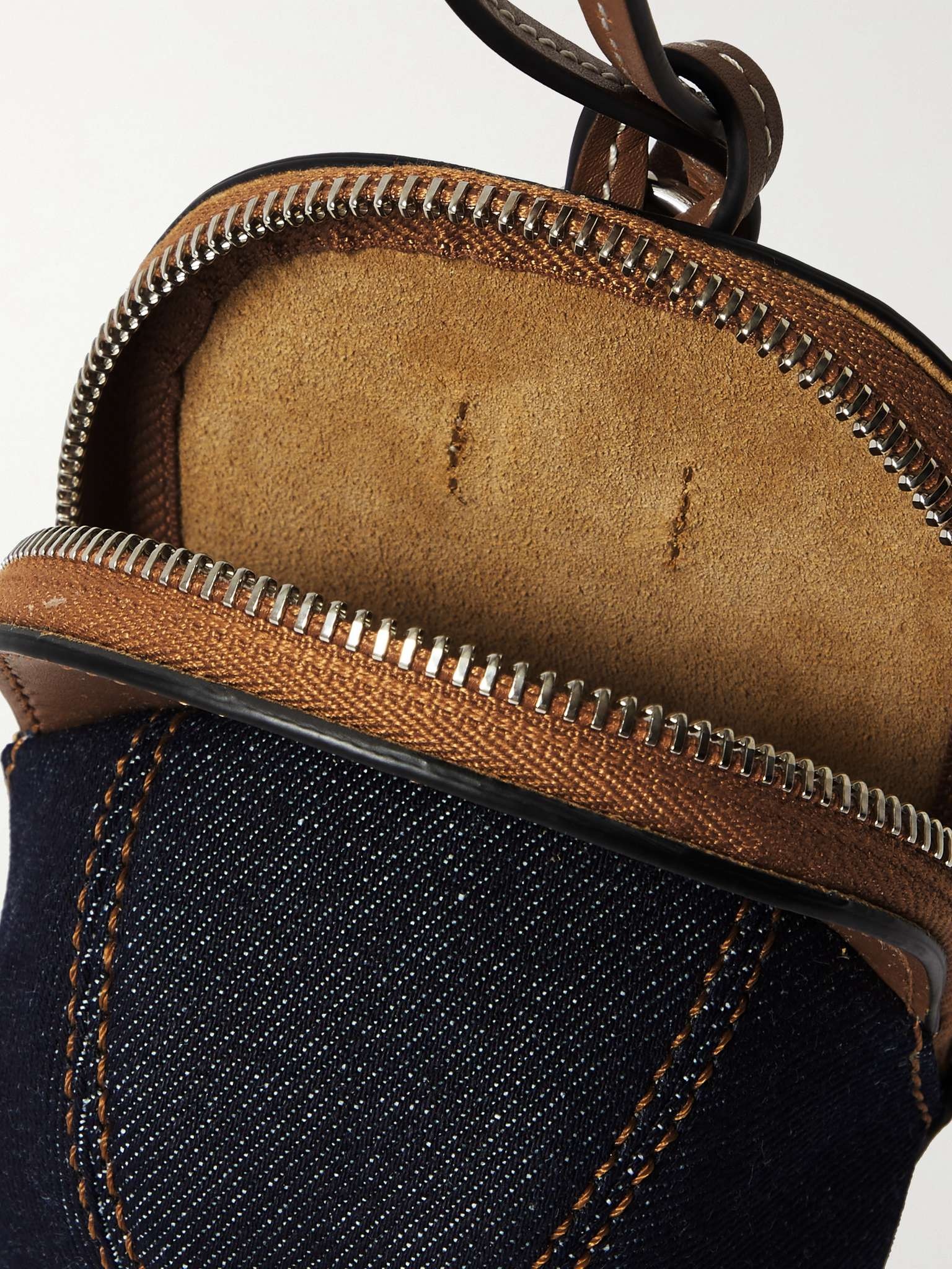 Mini Recycled Denim and Leather Messenger Bag - 3