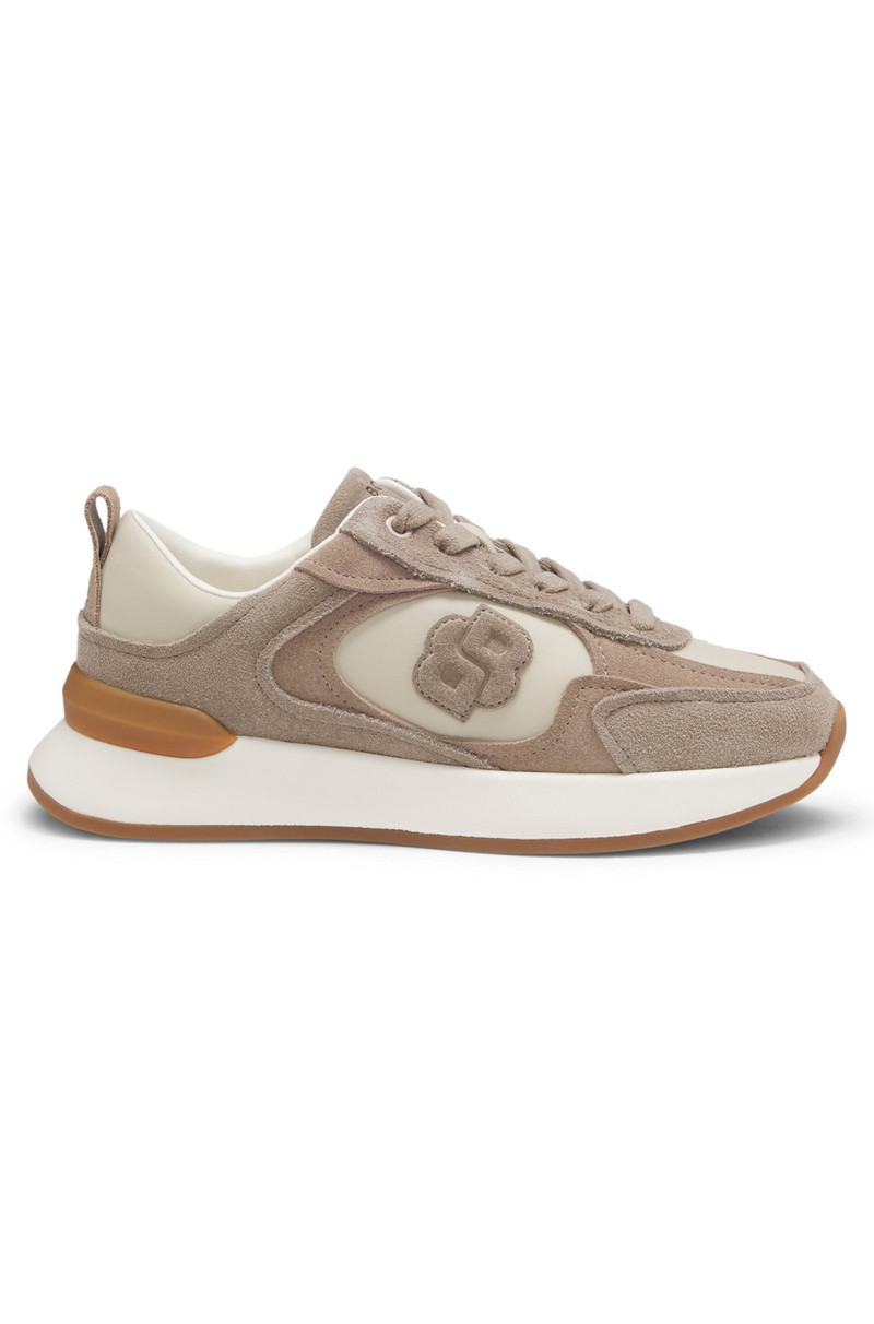 SUEDE-TRIM TRAINERS WITH DOUBLE B MONOGRAM 1