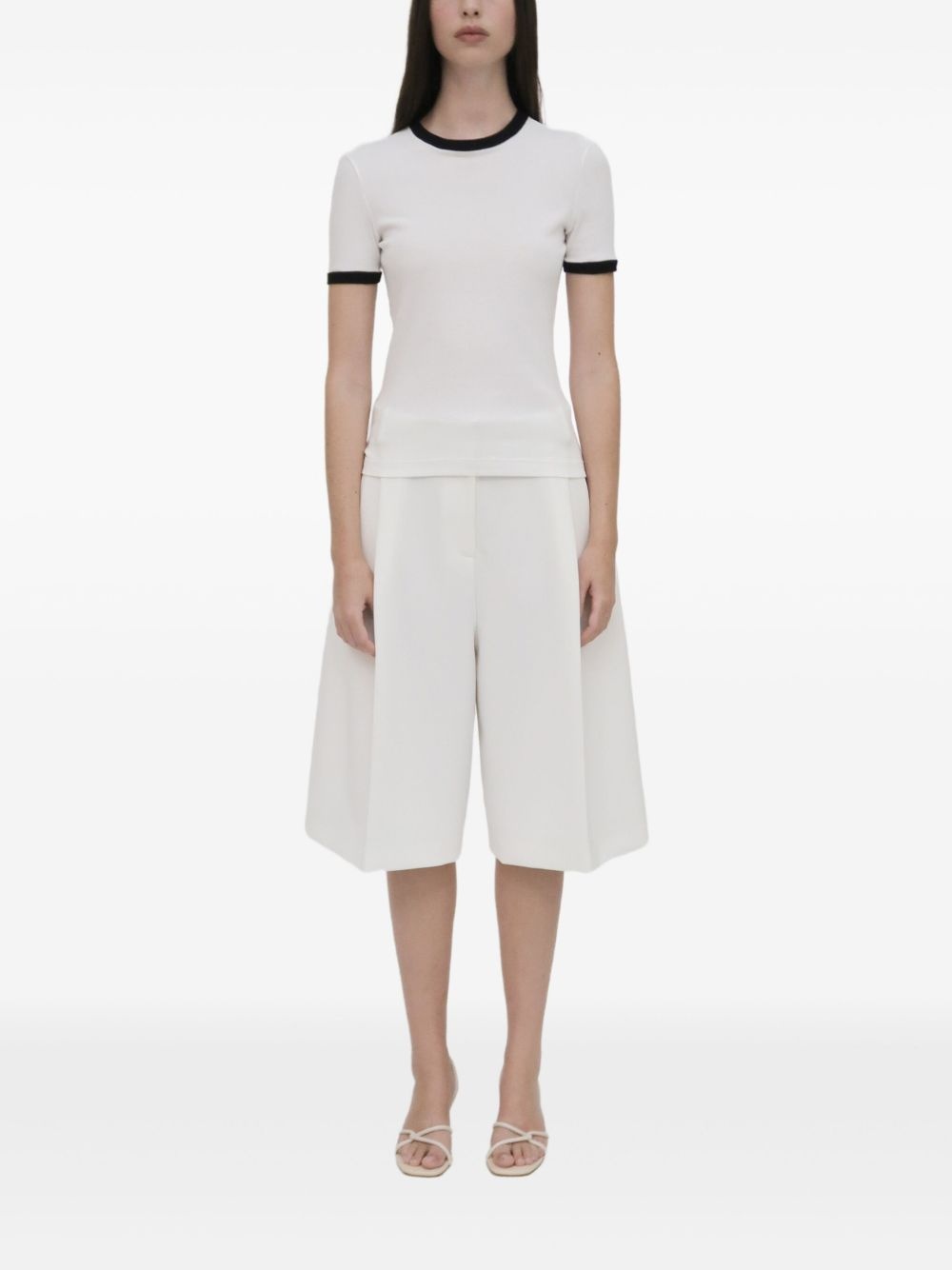 contrasting-trim short-sleeve T-shirt - 2
