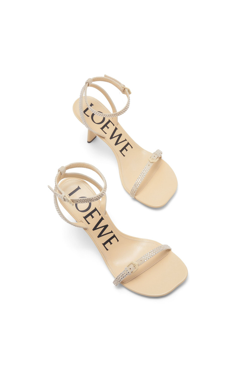 Petal sandal in suede and allover strass 4