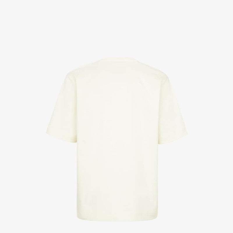 FENDI Short-sleeved, oversize, crew neck T-shirt. Made of white cotton jersey, printed with the Fendi Roma outlook
