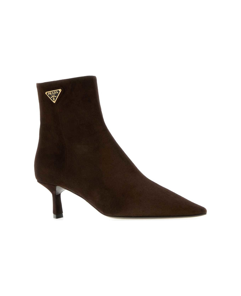 Prada Chocolate Suede Ankle Boots outlook