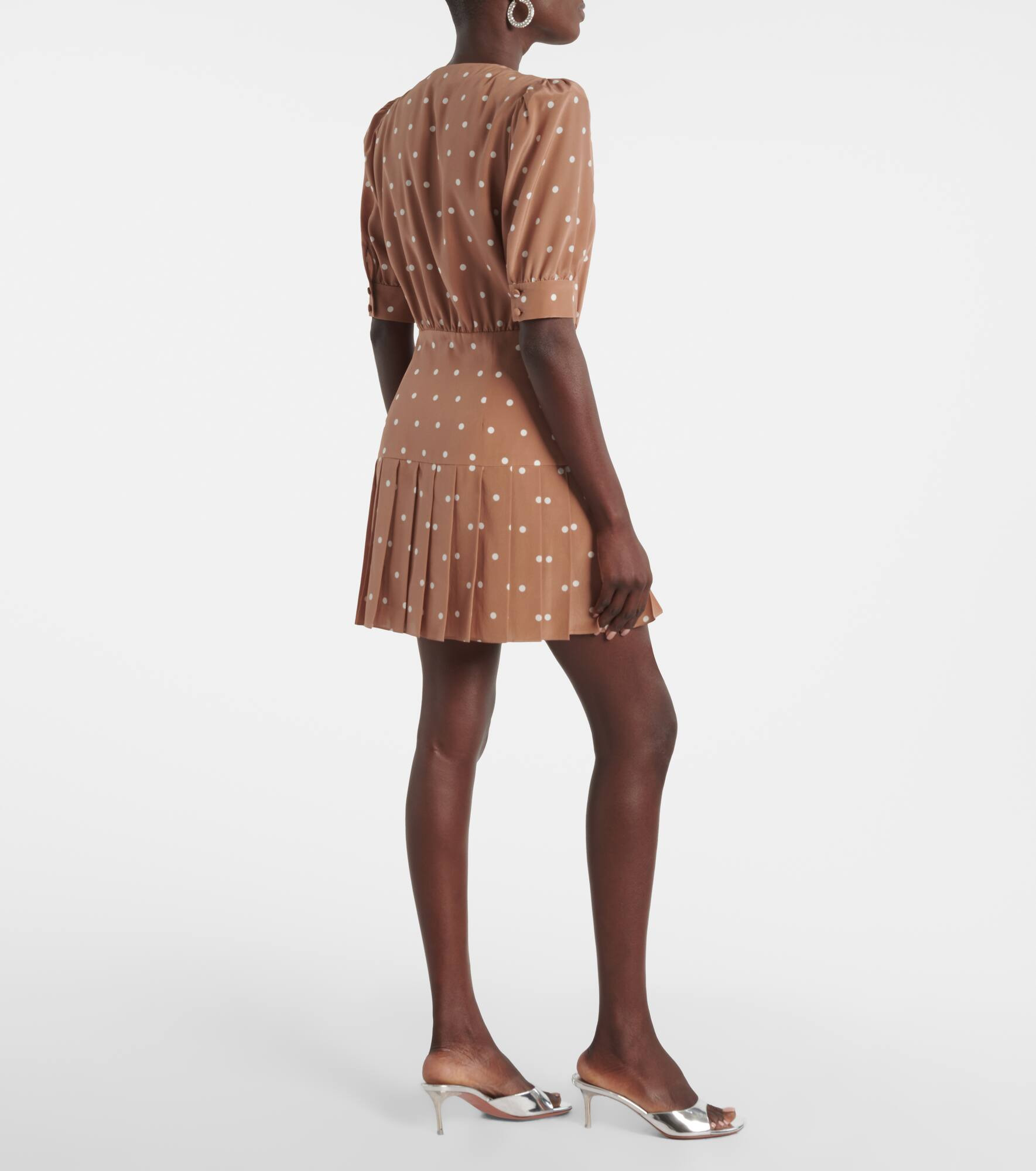 Pleated polka-dot silk minidress - 3