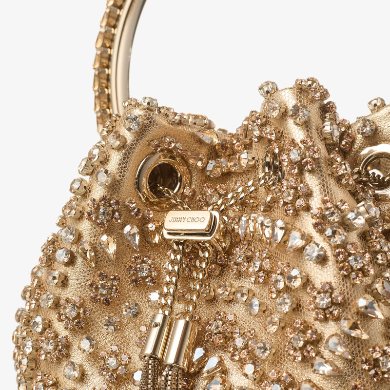 Bon Bon Gold Metallic Nappa Handbag with Crystal Embroidery 3