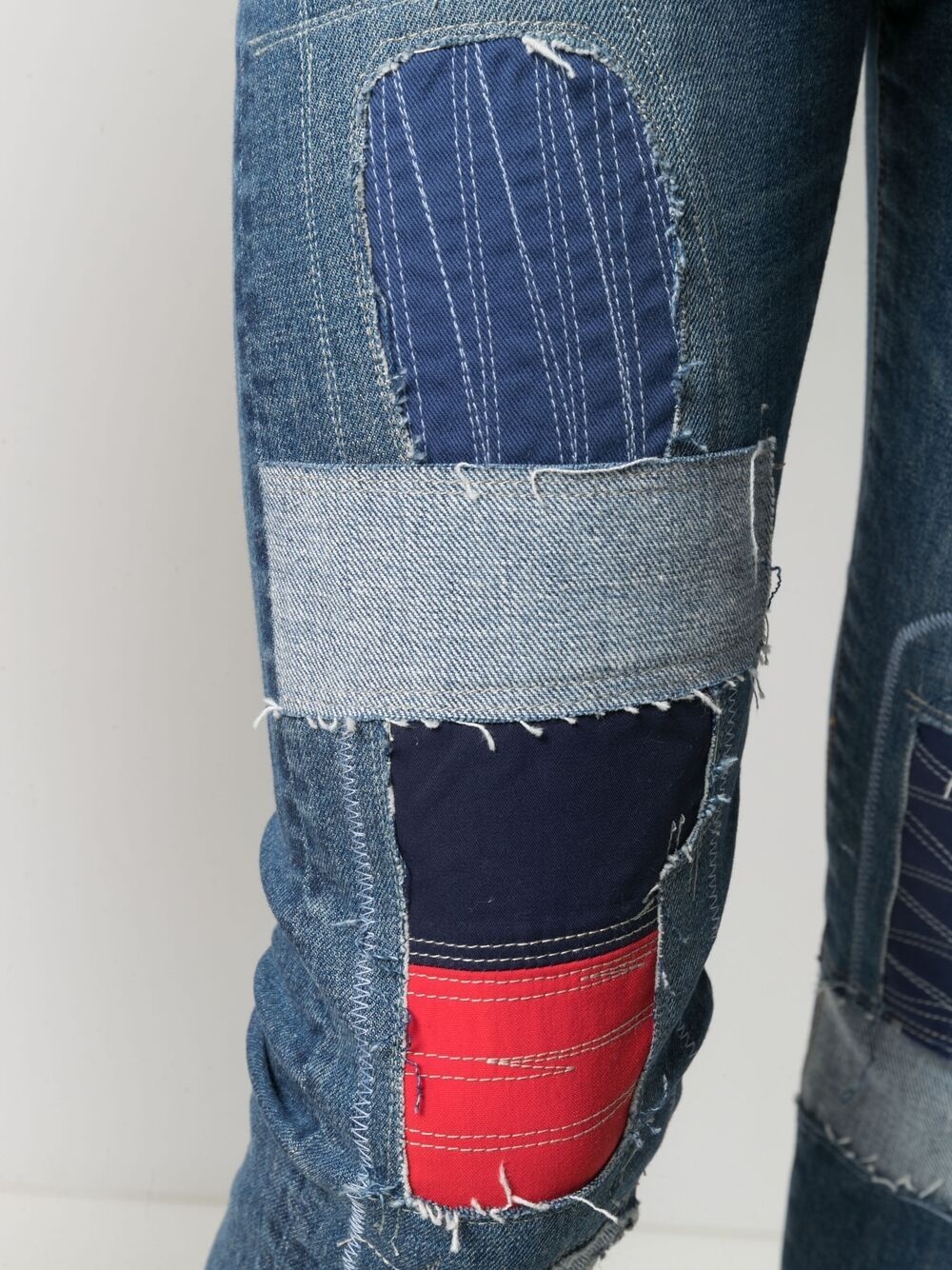 patchwork slim-fit jeans - 5