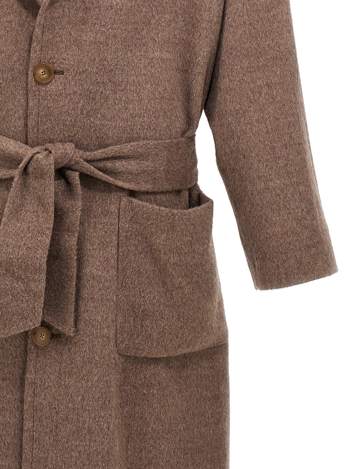 Single-Breasted Wool Coat Coats, Trench Coats Beige - 4