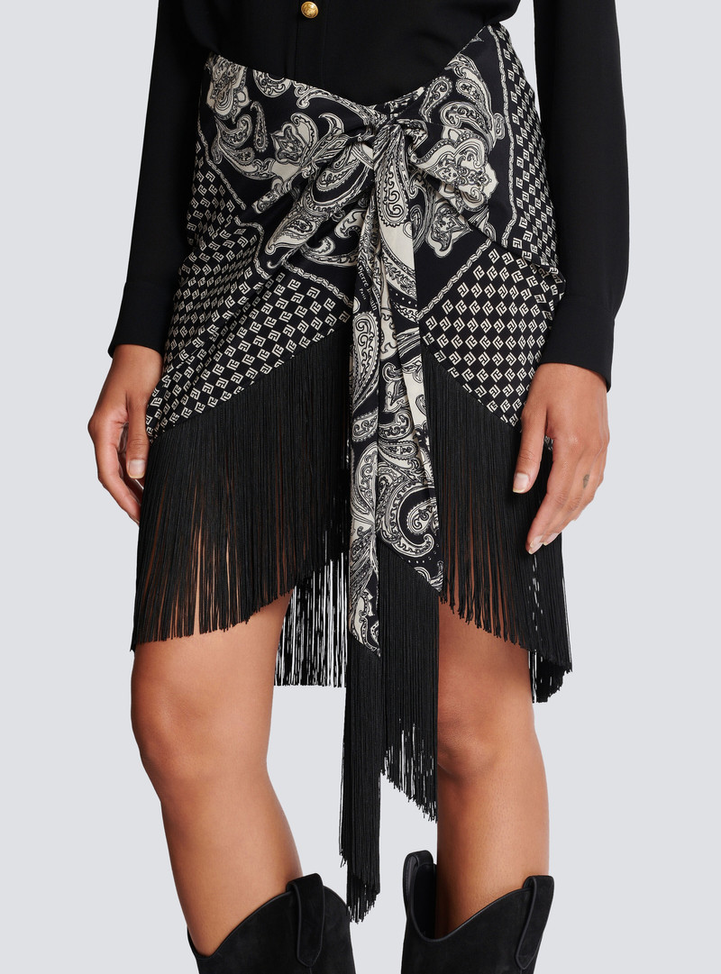 Fringed silk scarf skirt 7