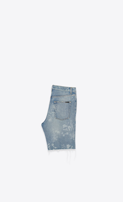 SAINT LAURENT shorts in florida blue flower printed denim outlook