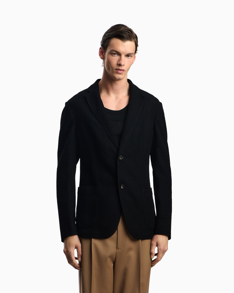 EMPORIO ARMANI ICON SINGLE-BREASTED JACKET IN CHEVRON-MOTIF WOOL outlook