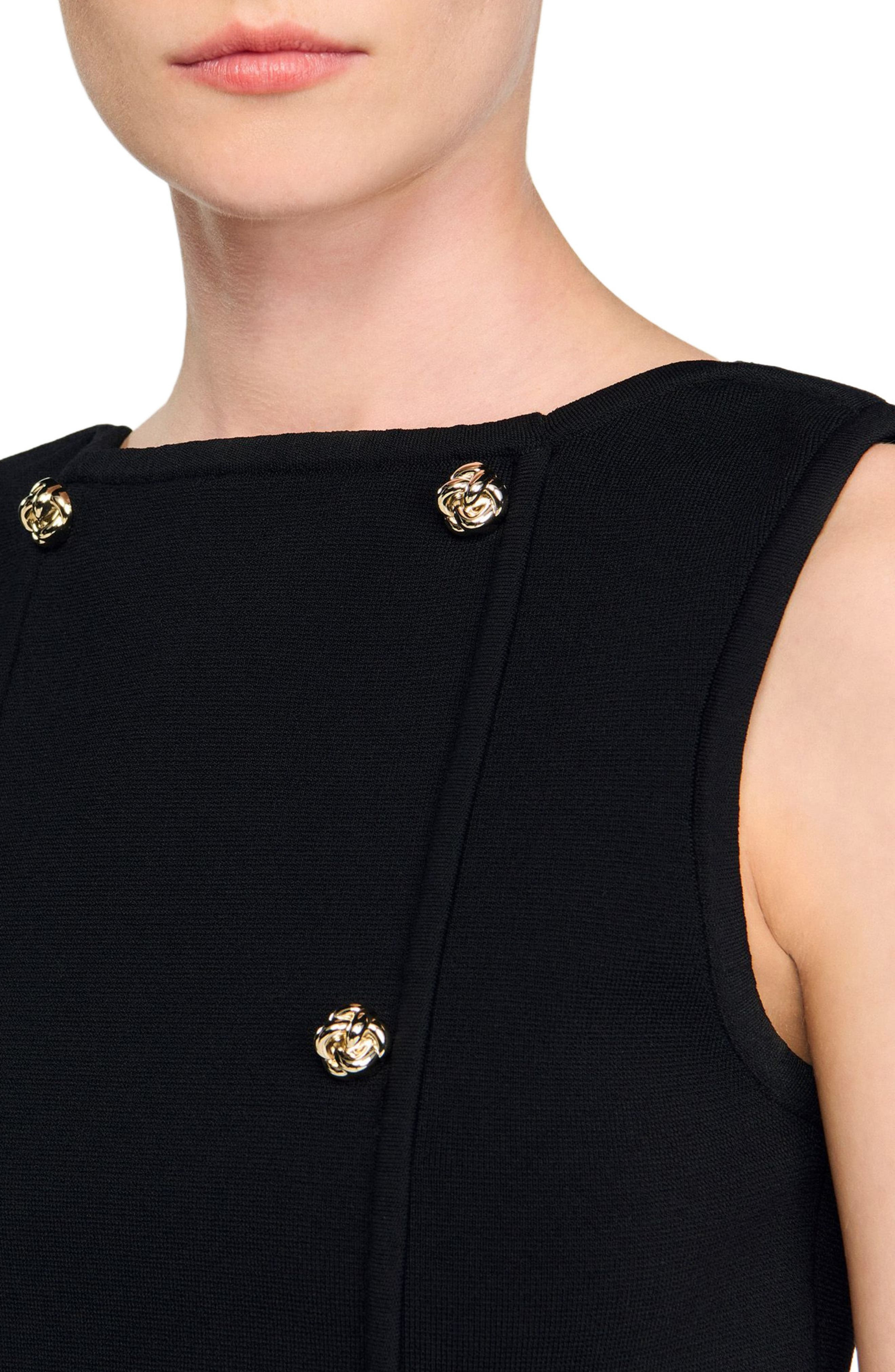 SANDRO Cropped knit sweater in Black at Nordstrom - 5
