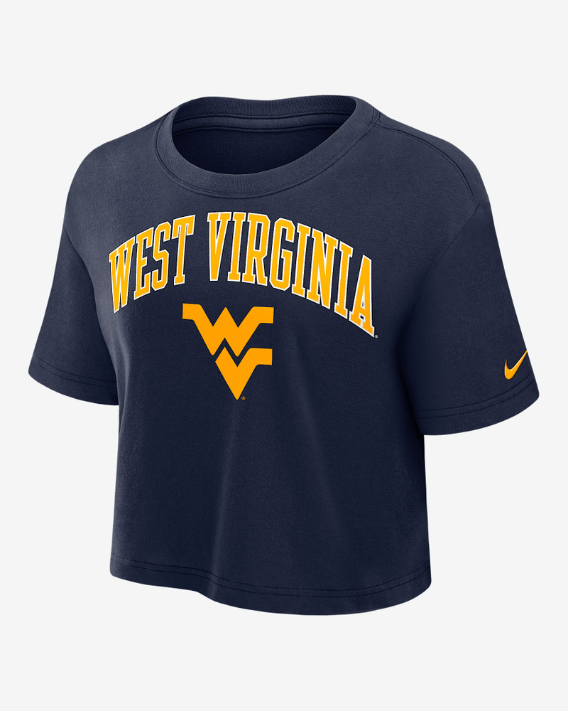 West Virginia Athletic Prep Arch Women's Nike Dri-FIT College Cropped T-Shirt 1