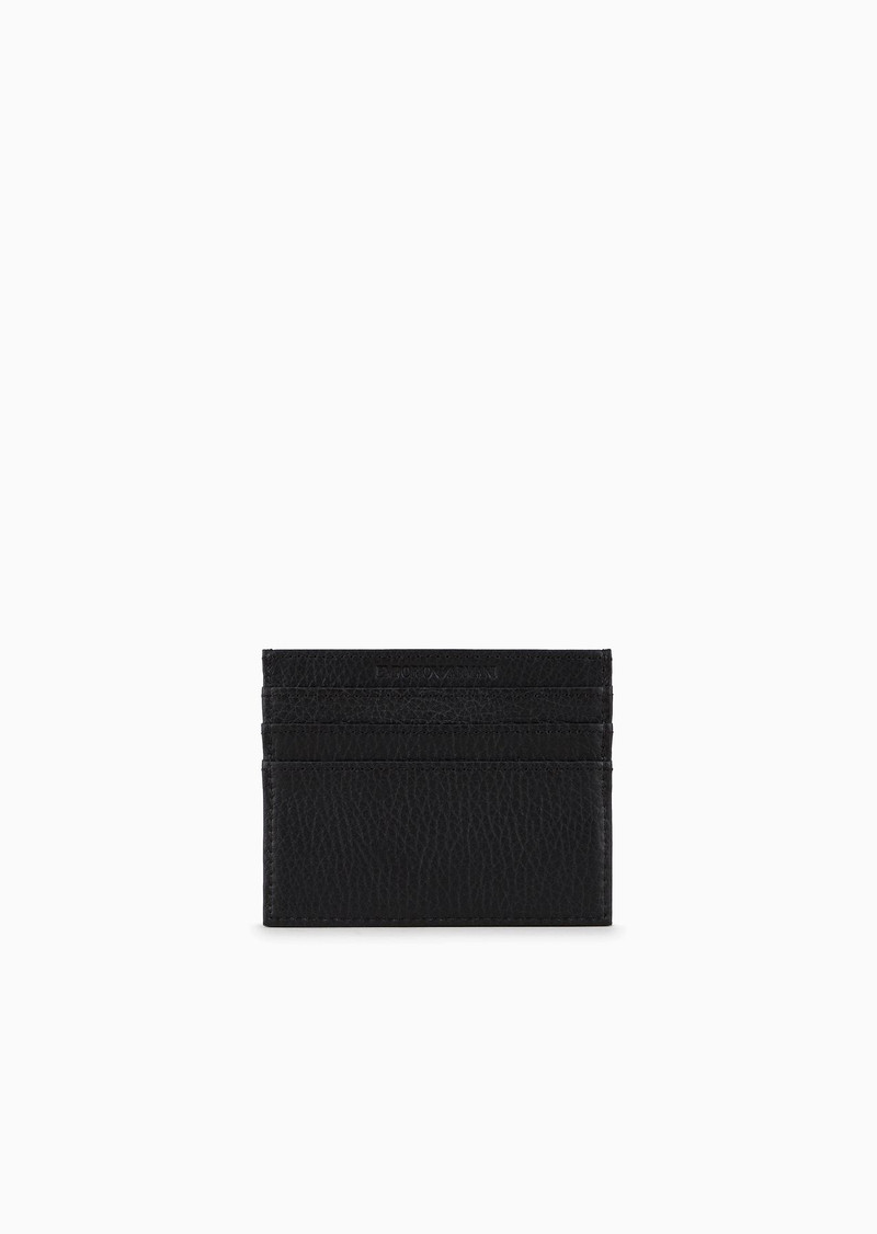 EMPORIO ARMANI Tumbled leather card holder outlook