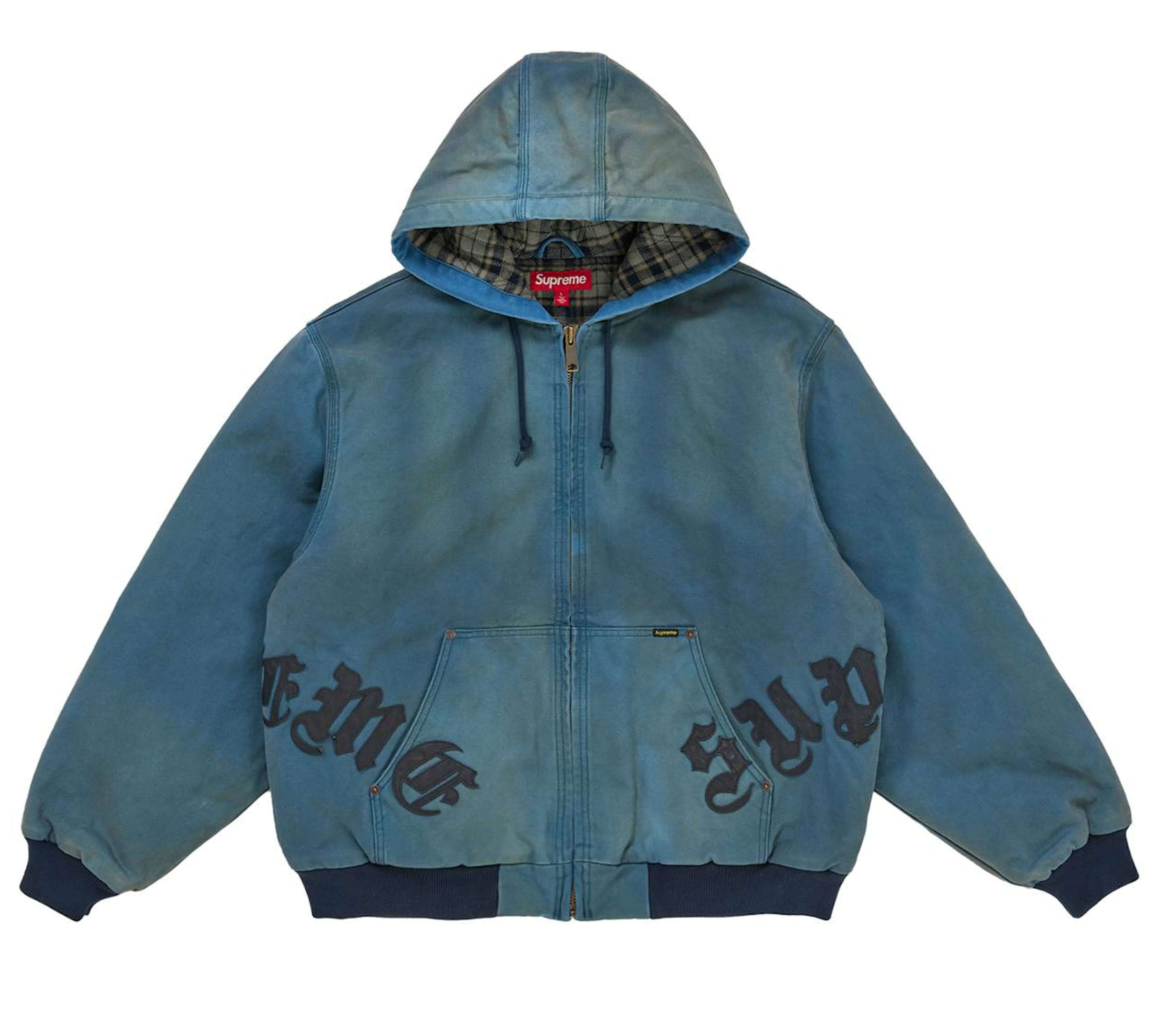 Supreme 'Leather Applique' Hooded Work Jacket (Navy) - 1
