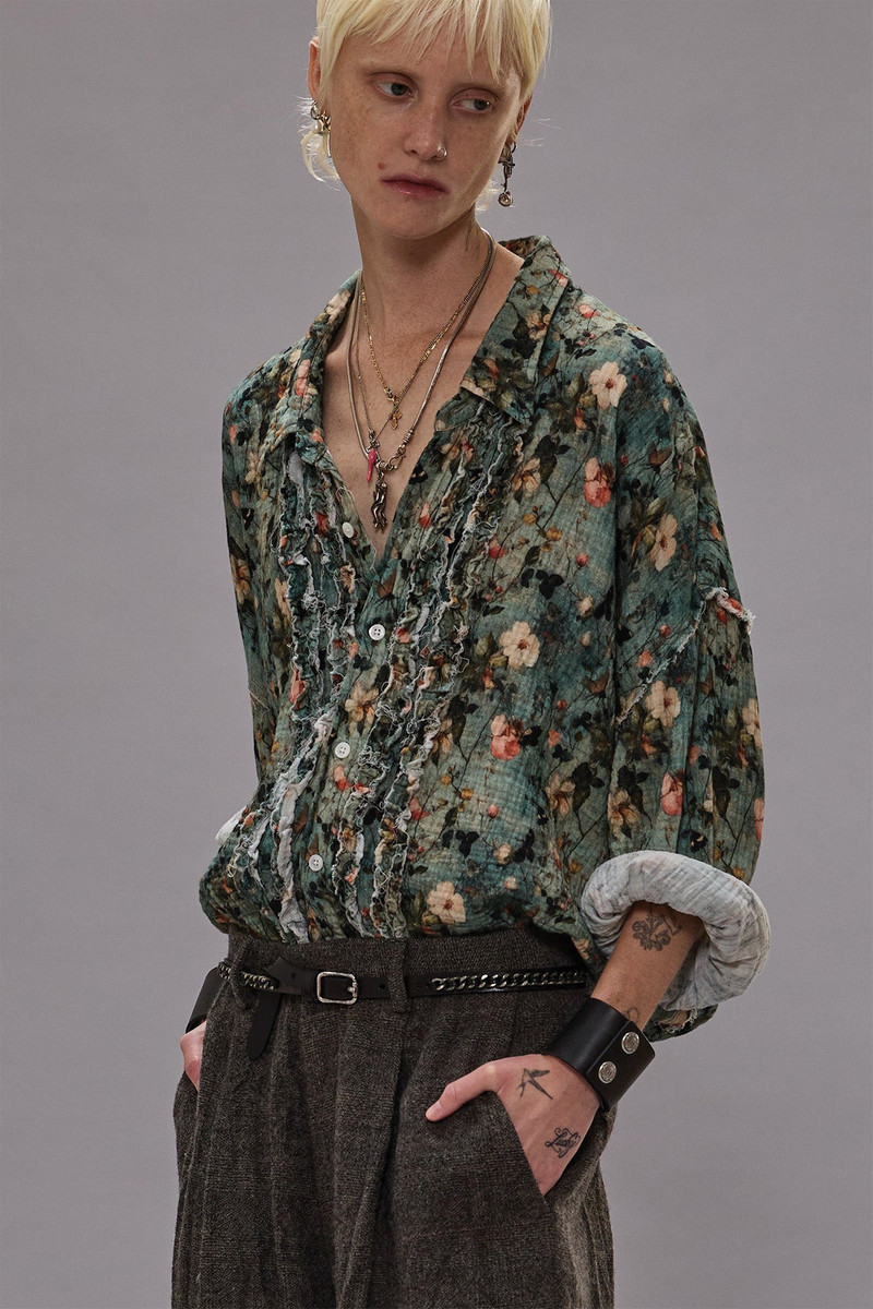 SHREDDED SEAM RUFFLE SHIRT 1