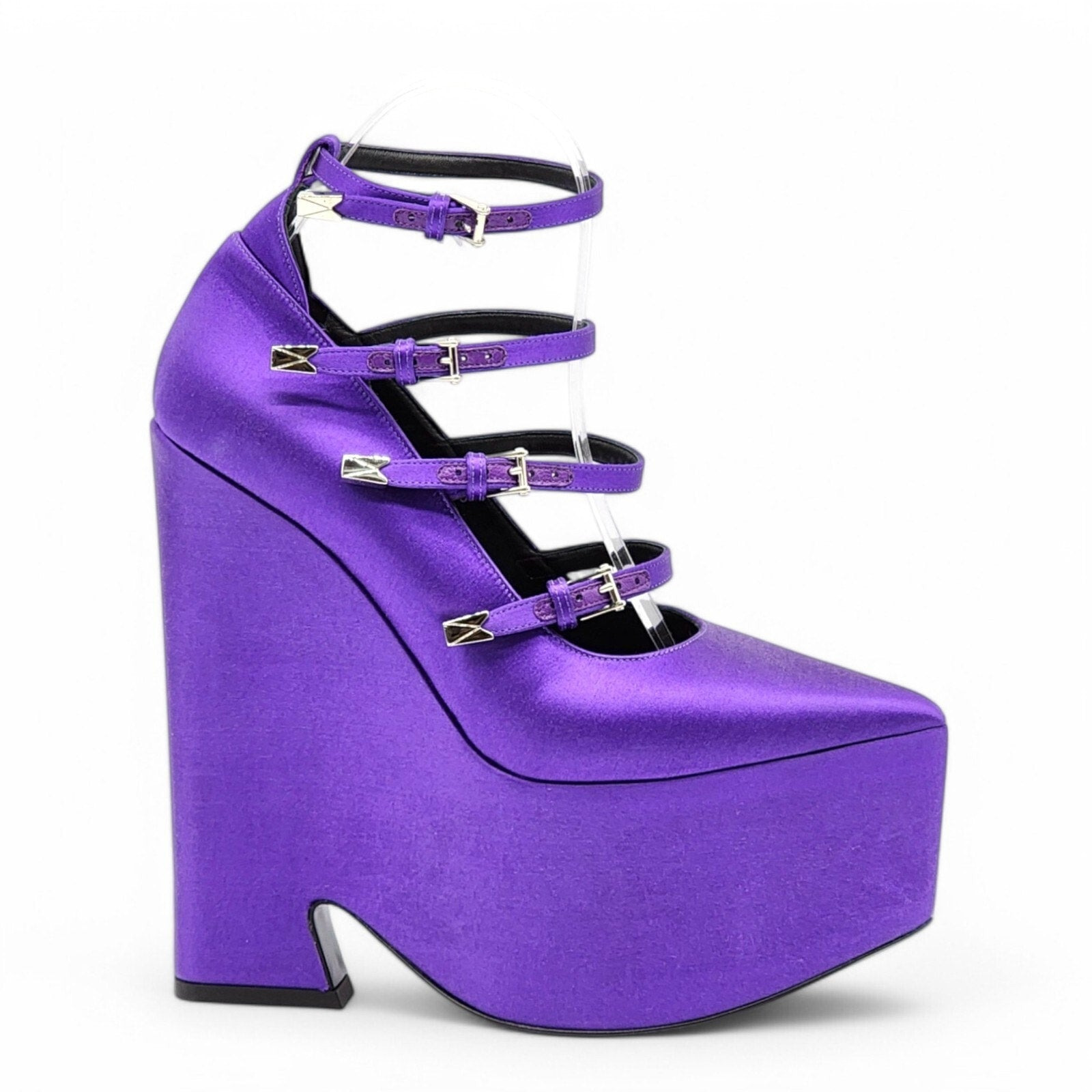 Versace Tempest Strappy Satin Platform Pumps in Purple EU 36.5 US 6 - 2