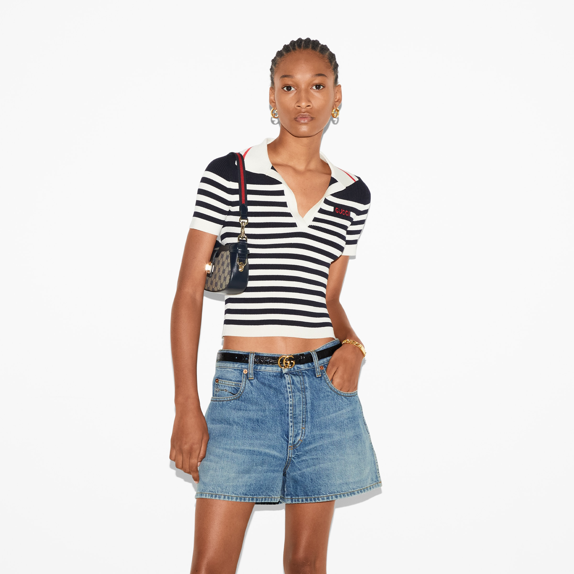 Denim shorts with Horsebit detail - 6
